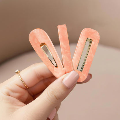 Lot de 3 Pinces Plates Corail en Résine Marbrée