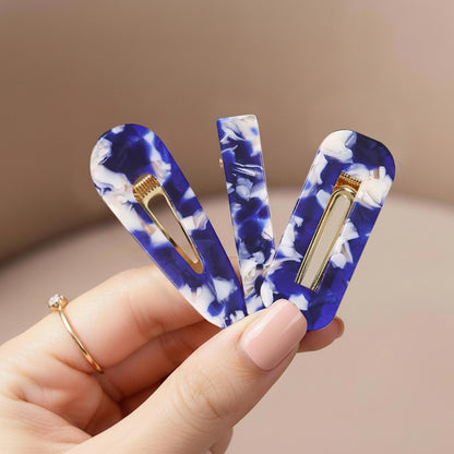 Lot de 3 Pinces Plates Mykonos en Résine Marbrée