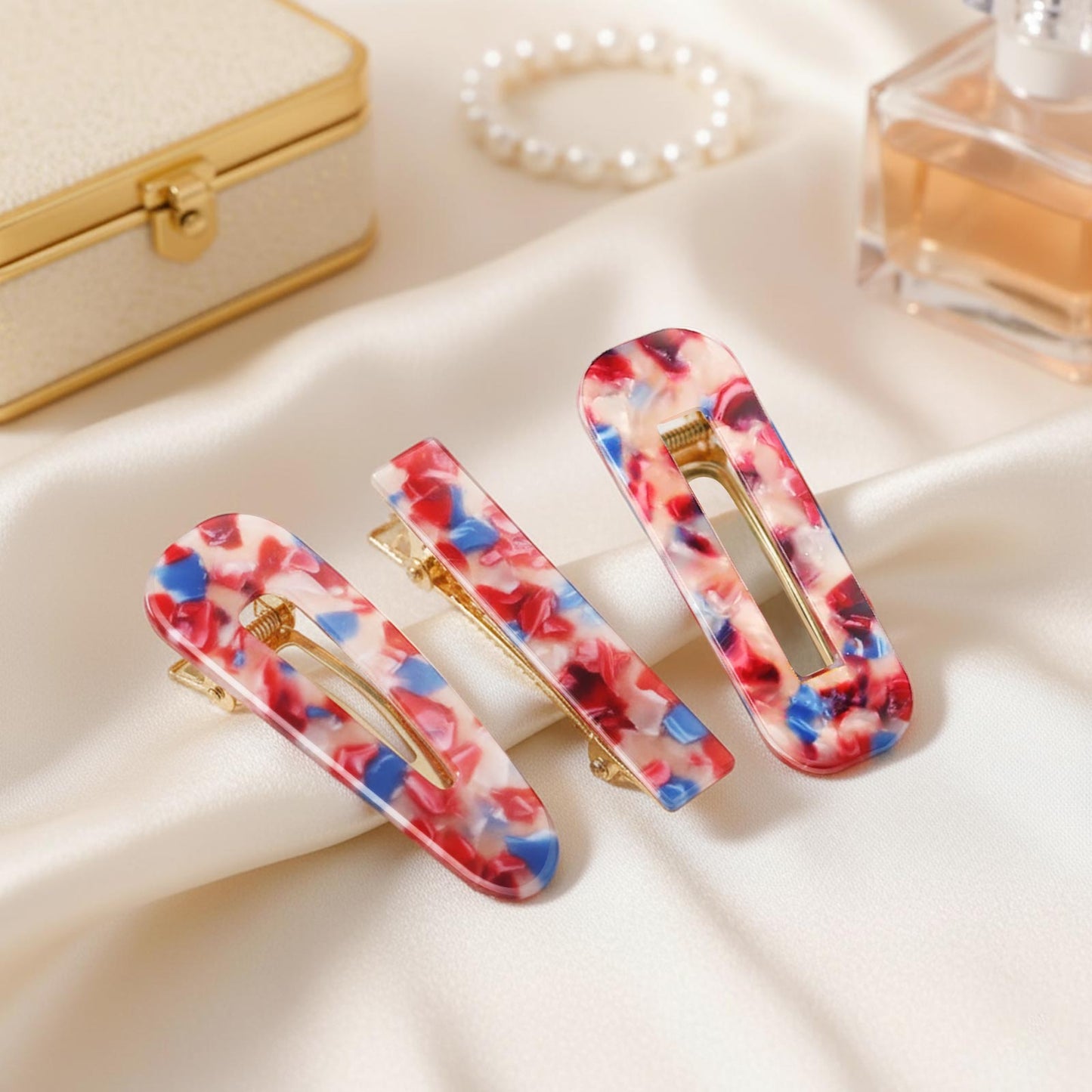 Lot de 3 Pinces Plates Atlantis en Résine Marbrée