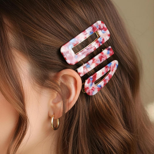 Lot de 3 Pinces Plates Atlantis en Résine Marbrée