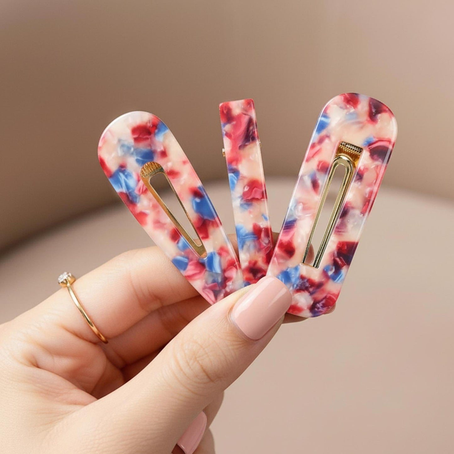 Lot de 3 Pinces Plates Atlantis en Résine Marbrée