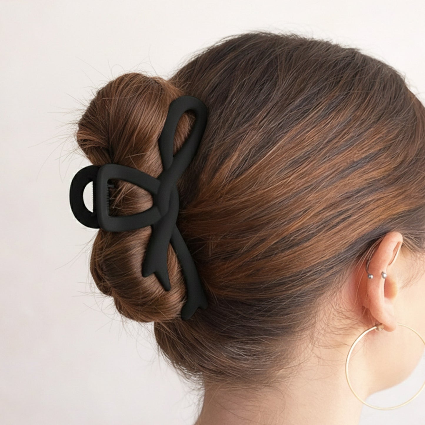 Pince Cheveux Boucle Ruban Chic Noir