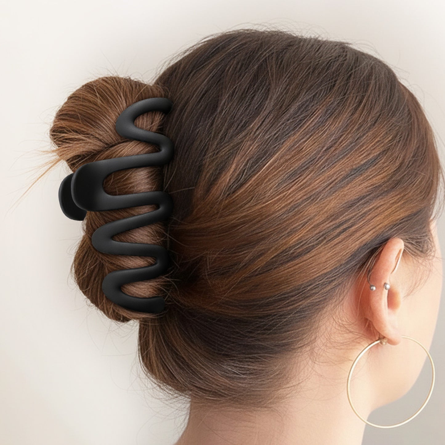 Pince Cheveux Zigzag Hallo Effet Mat Noir