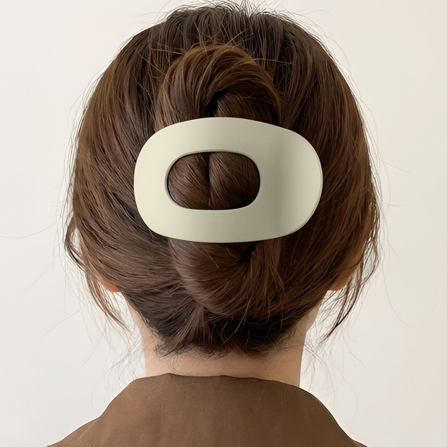 Pince Cheveux Plate Forme Galet Beige
