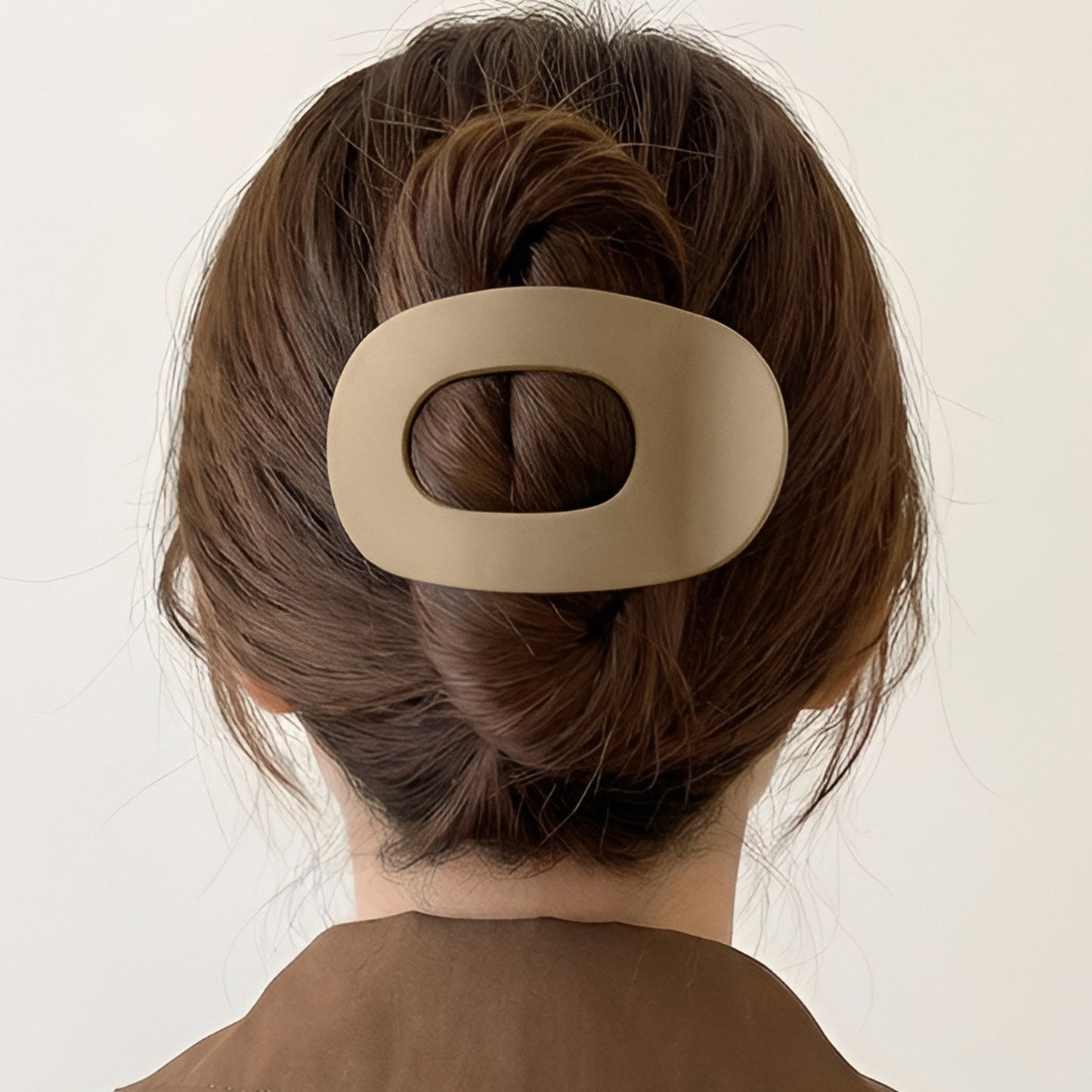 Pince Cheveux Plate Forme Galet Marron Clair