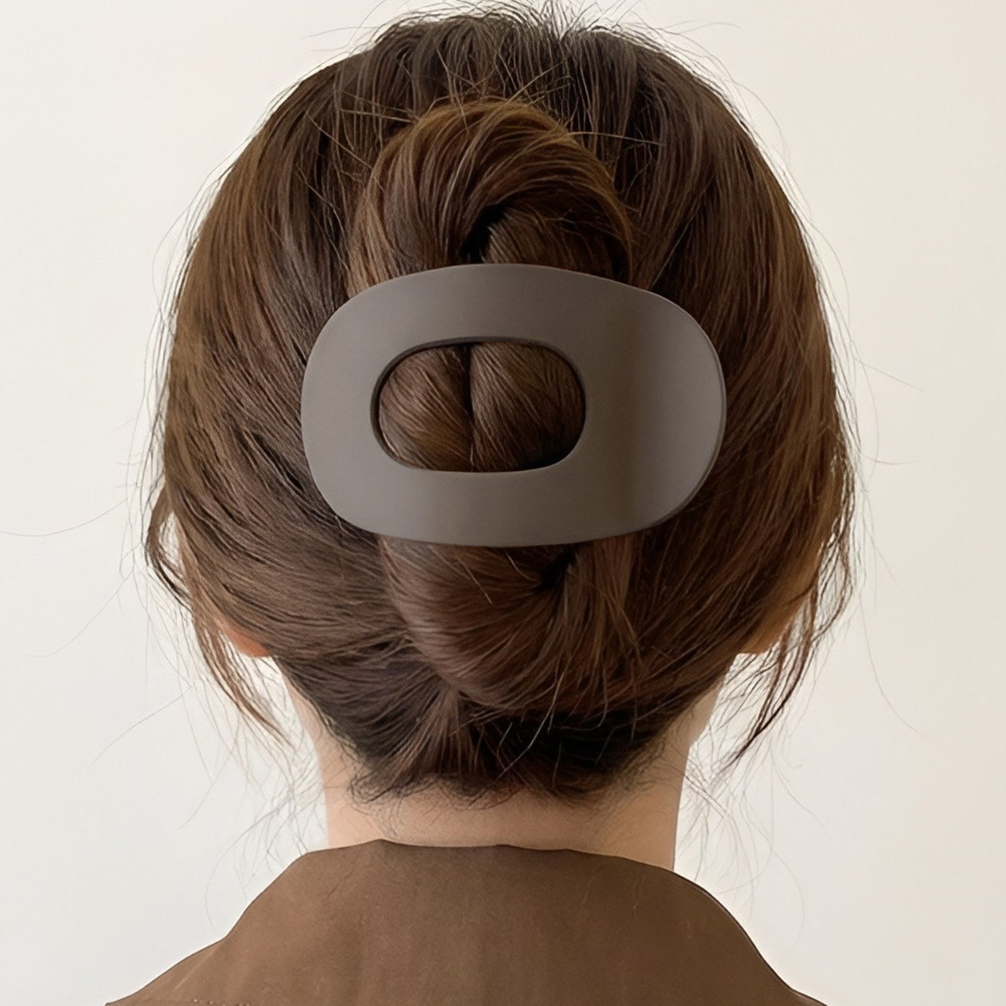 Pince Cheveux Plate Forme Galet Marron Foncé