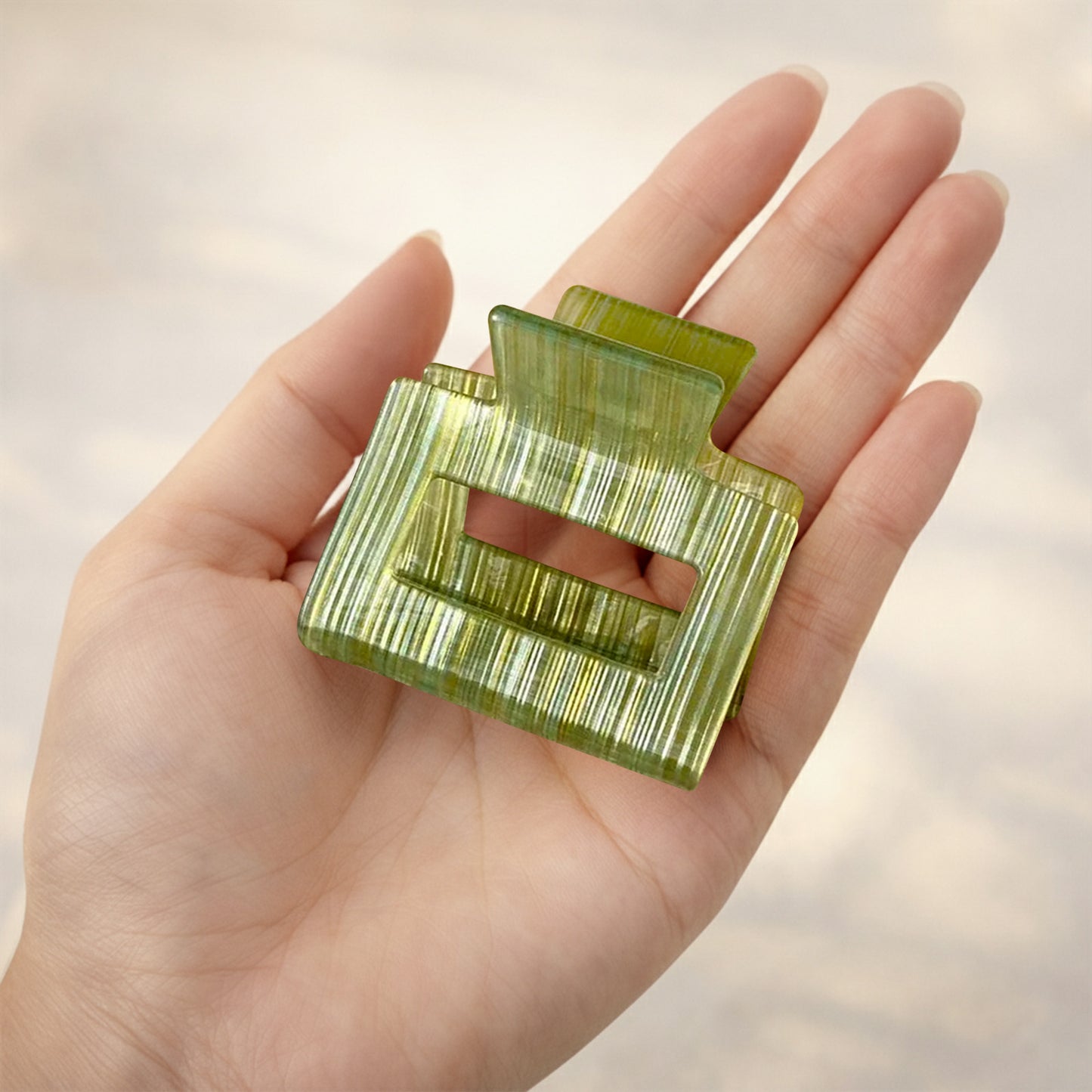 Pince Cheveux Sasstie Vert Jade Glossy Rayé