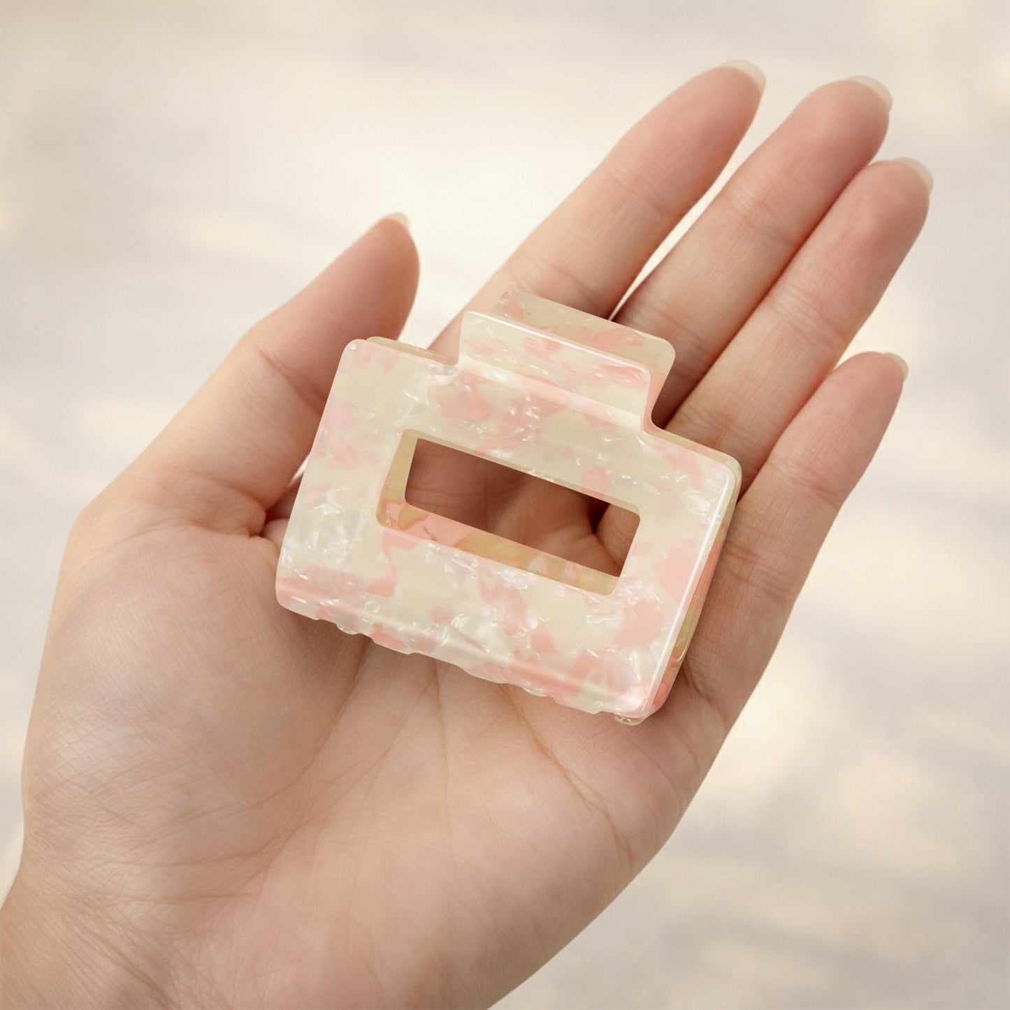 Pince Cheveux Sasstie Quartz Rose Clair Glossy