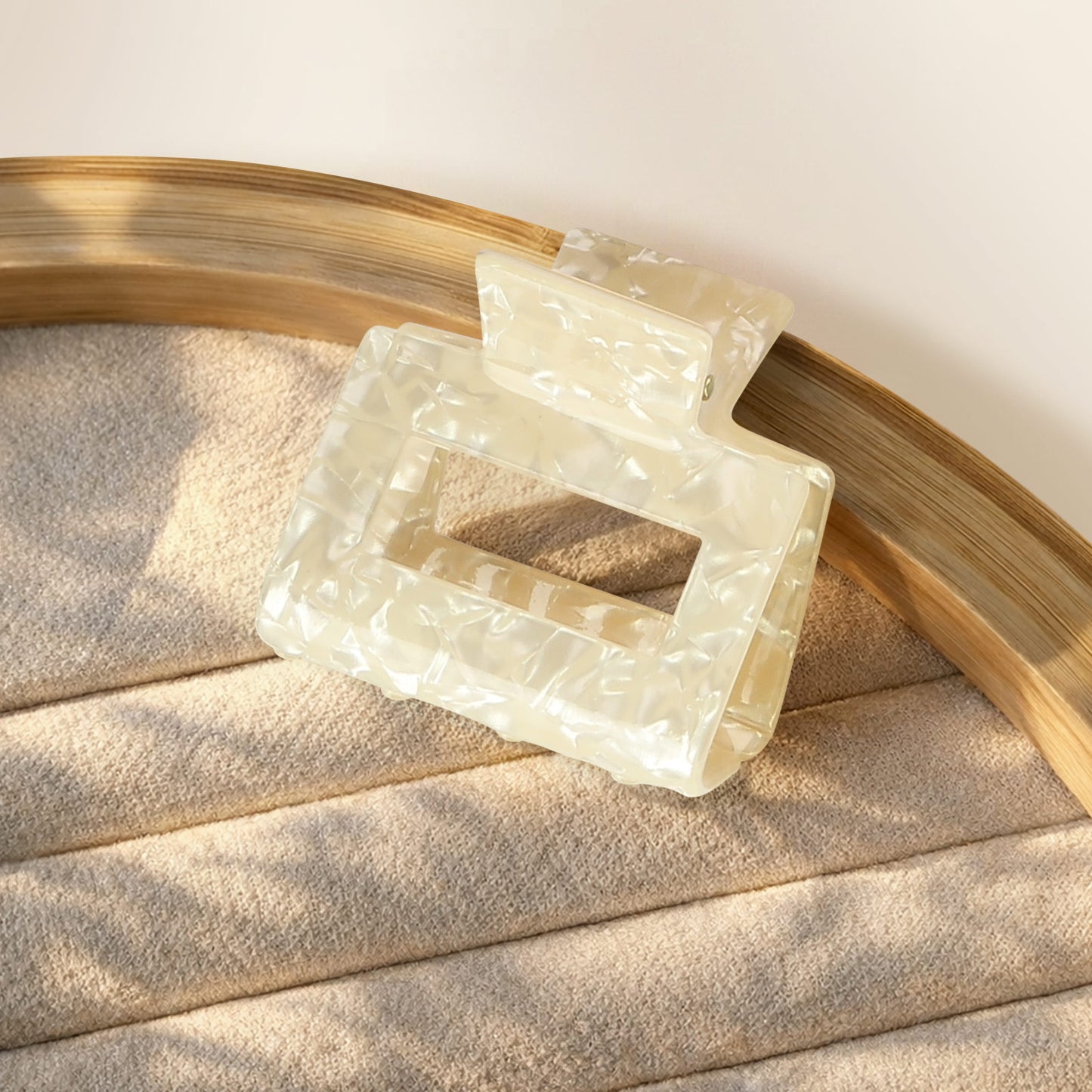 Pince Cheveux Sasstie Marbré Blanc Cassé Glossy