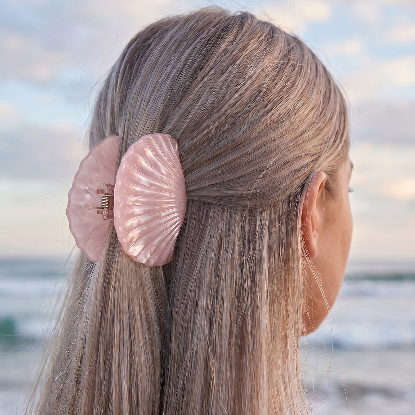 Pince Cheveux Coquillage Marina Éclat de Quartz Rose