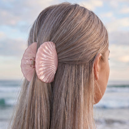 Pince Cheveux Coquillage Marina Éclat de Quartz Rose