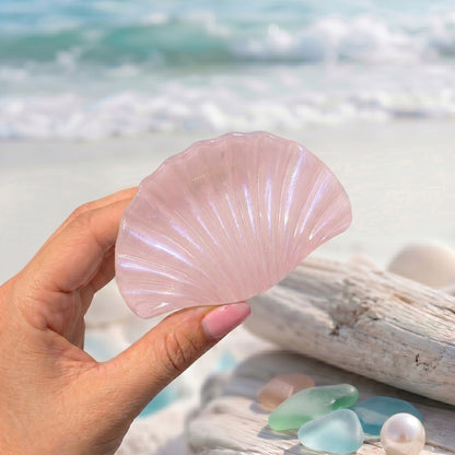 Pince Cheveux Coquillage Marina Éclat de Quartz Rose