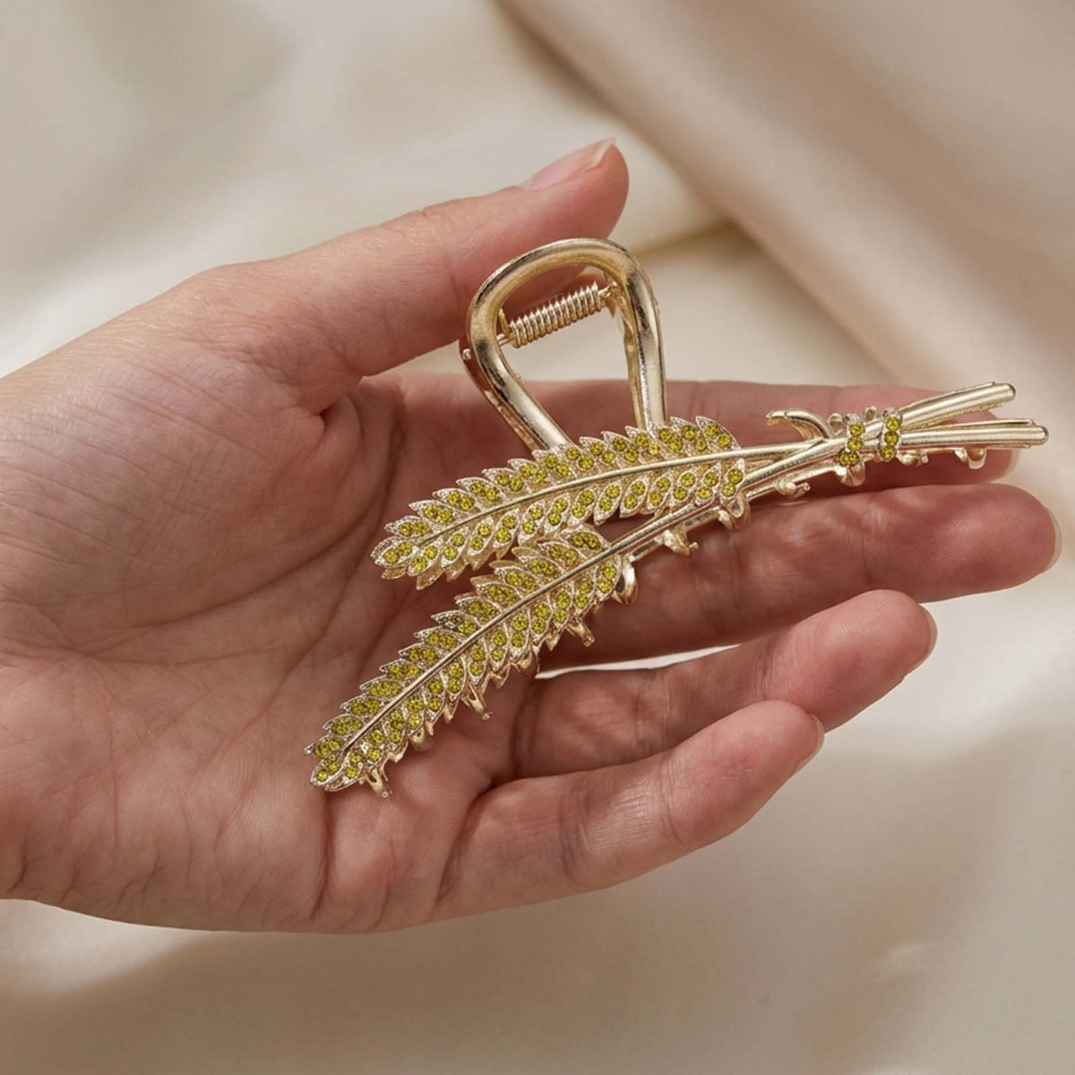 Pince Bijou Cristaux Fins Épis de Blé Dorés