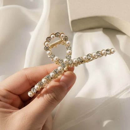 Pince Bijou Halo Doré à Boucle Ornée de Perles et Strass
