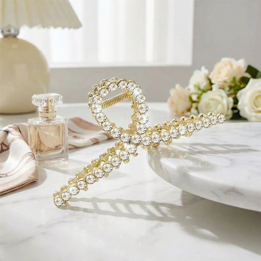 Pince Bijou Accent Doré à Boucle Cristal