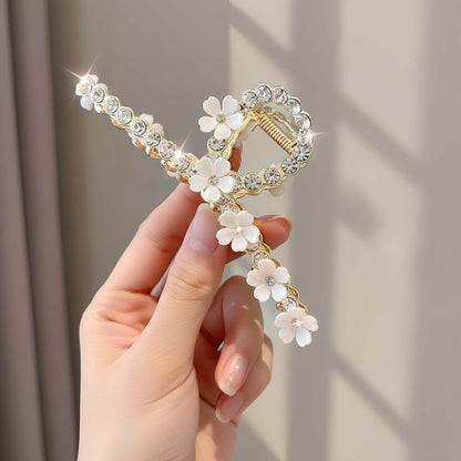 Pince Bijou Éclat de Pétales Blanc à Fleurs et Strass