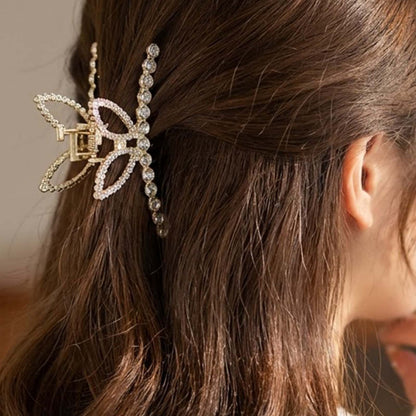 Pince Bijou Doré Accent Cristallin à Motif Pétales Strassées