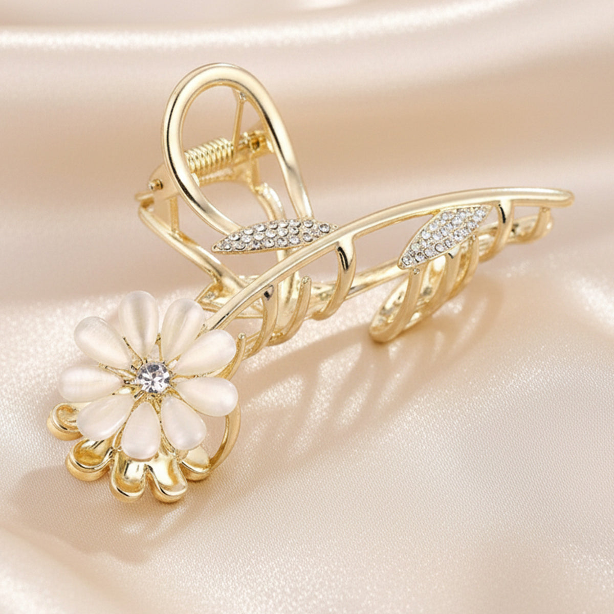 Pince Bijou Doré Soleil Floral Marguerite et Strass