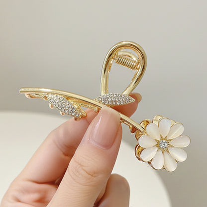 Pince Bijou Doré Soleil Floral Marguerite et Strass