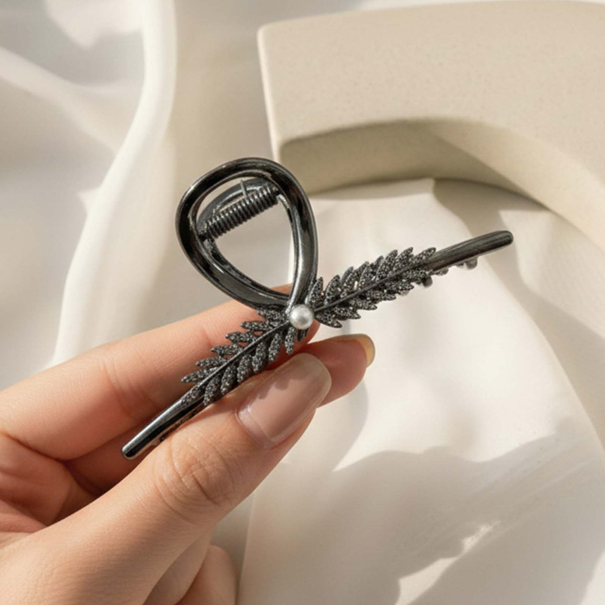 Pince Bijou Boucle d'Argent à Motif Épi de Blé