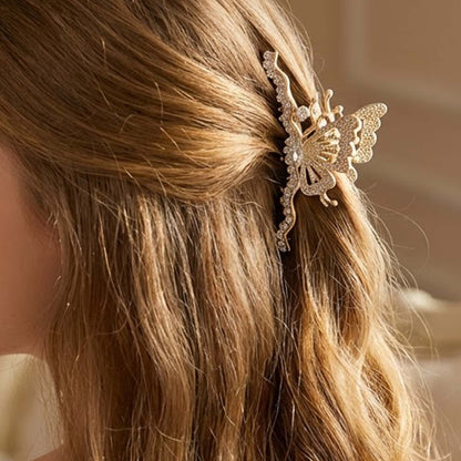 Pince Bijou Aile Strassée Papillon Doré