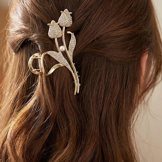 Pince Bijou Couronne Florale à Tulipe Dorée