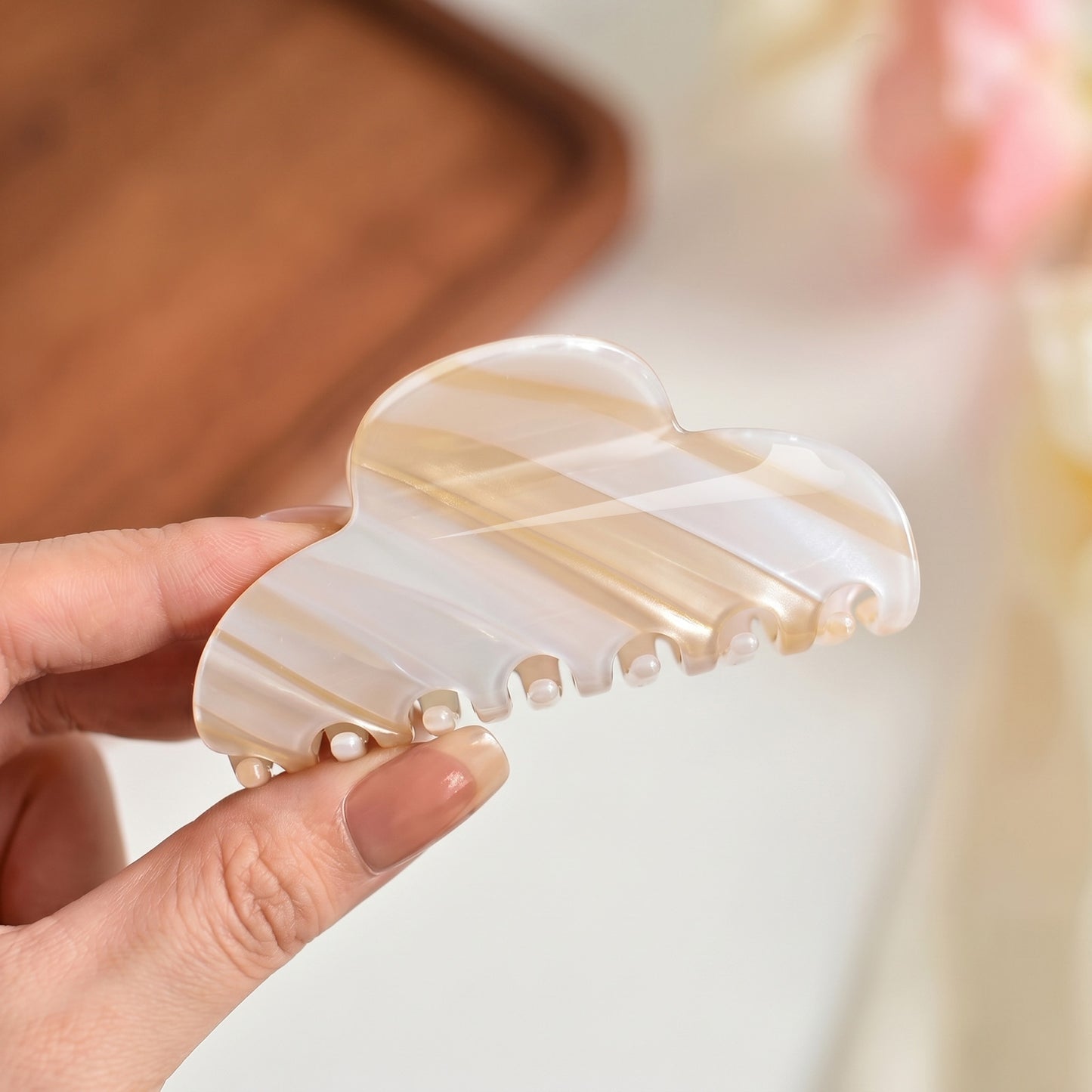 Pince Cheveux Candy Reflets Marbrés Beige