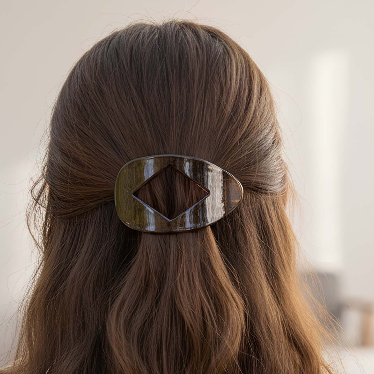 Pince Cheveux Plate Galet Smoky Marron