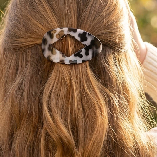 Pince Cheveux Plate Galet Smoky Motif Écaille Graphique