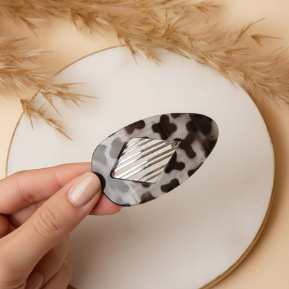 Pince Cheveux Plate Galet Smoky Motif Écaille Graphique