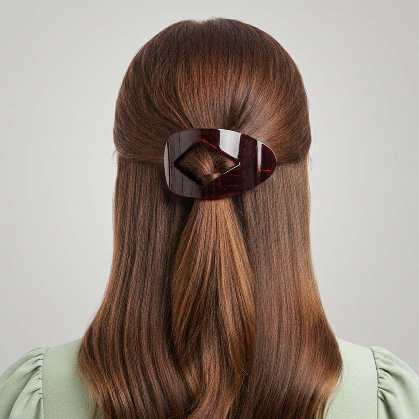Pince Cheveux Plate Galet Smoky Bordeaux