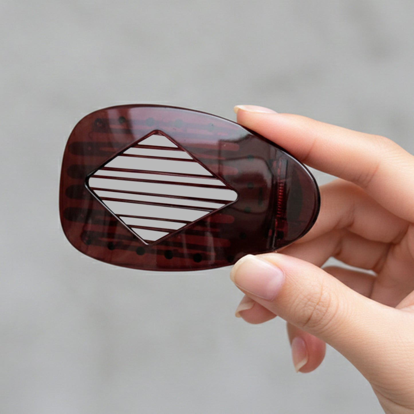 Pince Cheveux Plate Galet Smoky Bordeaux