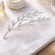 Broche Cheveux Rosée Argentée Feuille de Vigne Cristal