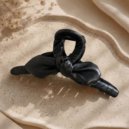 Pince Cheveux Grand Nœud Drapé Augusta Noir