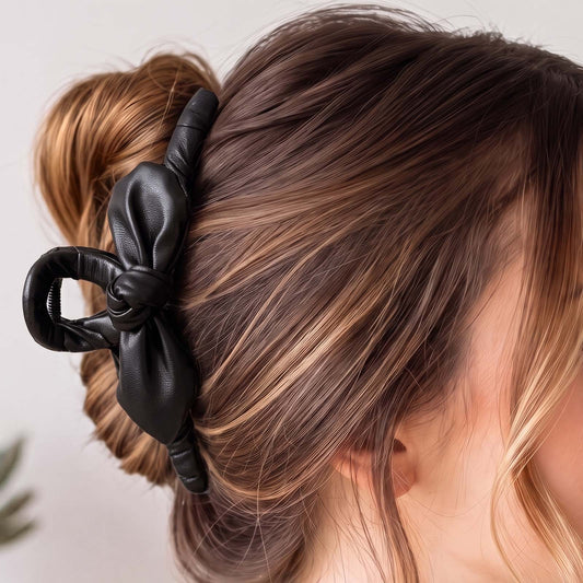 Pince Cheveux Grand Nœud Drapé Augusta Noir