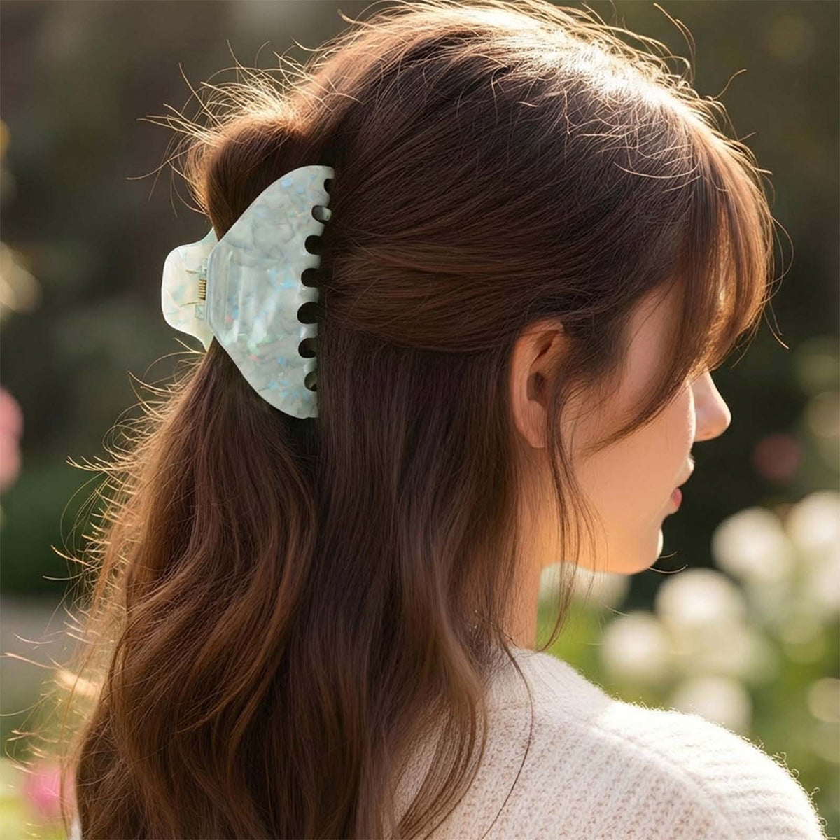 Pince Cheveux Cumulus Effet Marbré Blanc Irisé