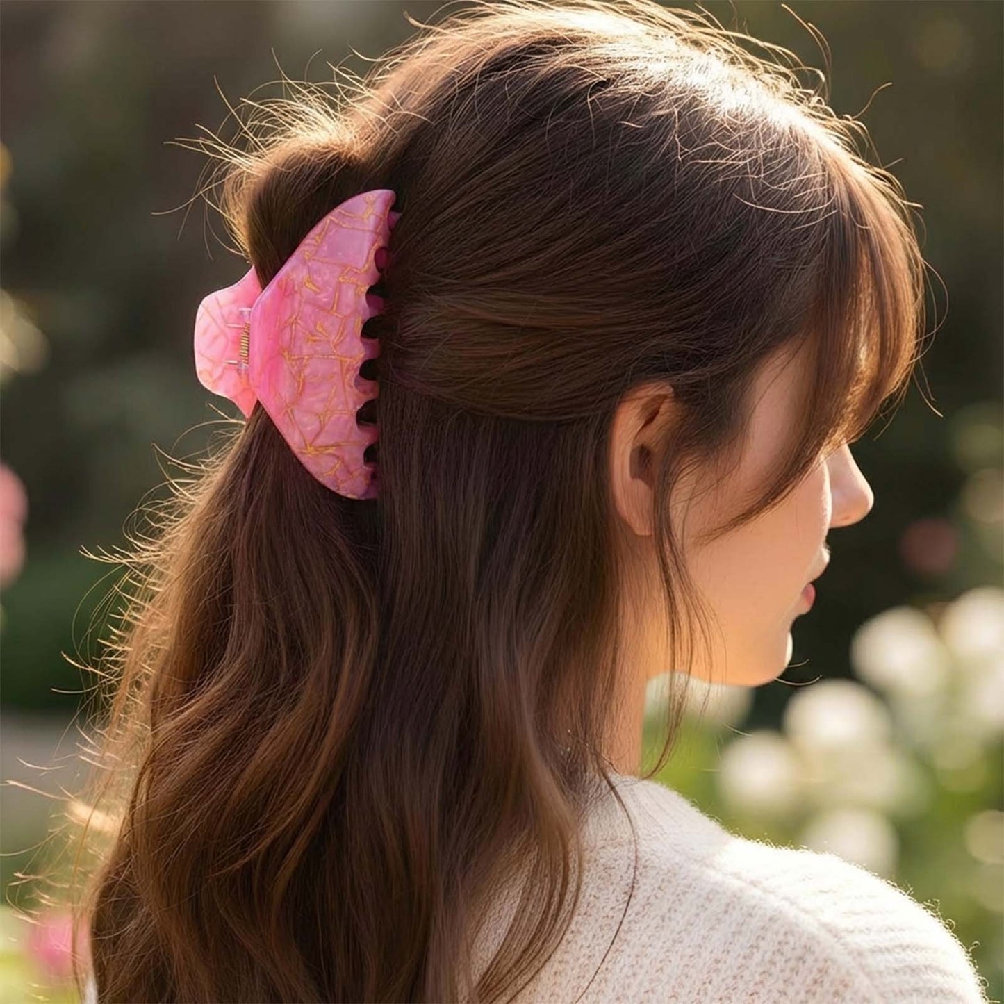 Pince Cheveux Cumulus Effet Marbré Rose