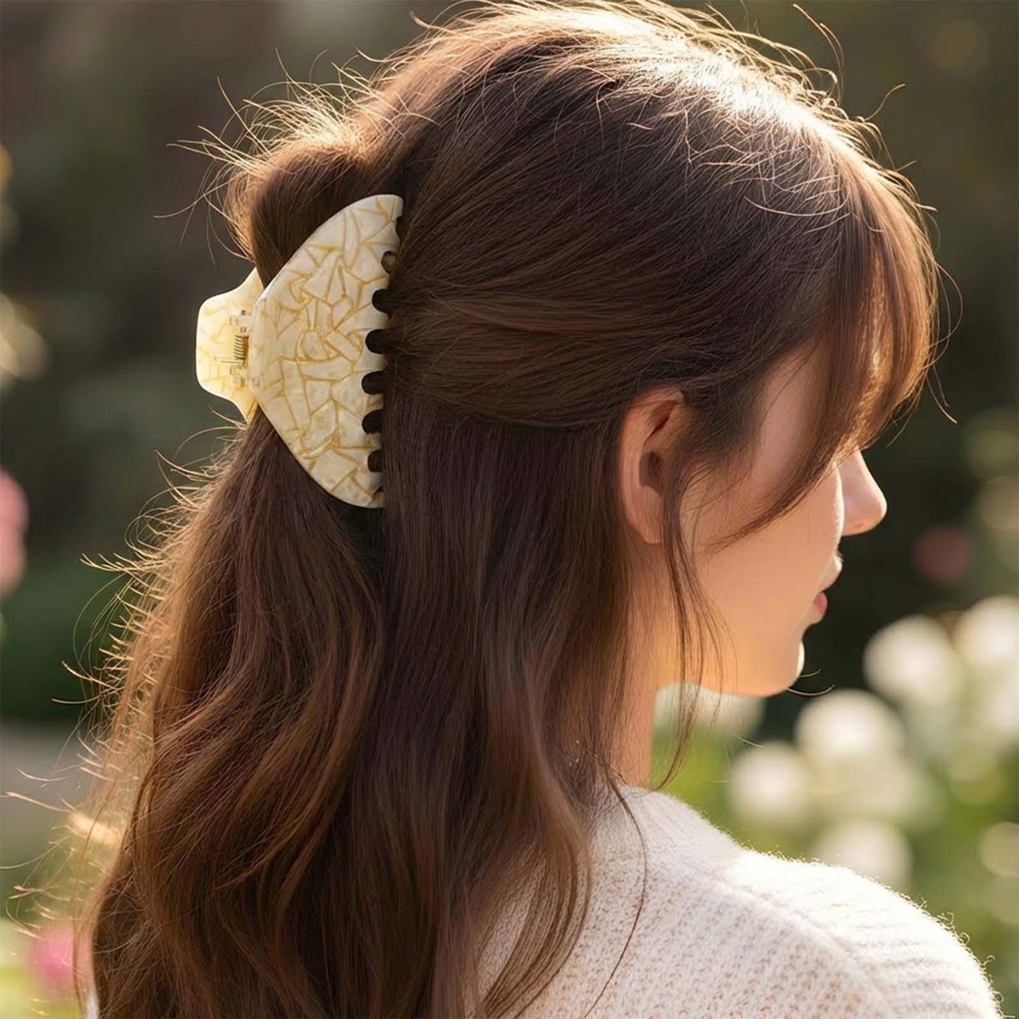 Pince Cheveux Cumulus Effet Marbré Beige Clair