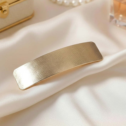 Barrette Plate Ruban Doré Effet Brossé