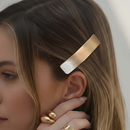 Barrette Plate Ruban Doré Effet Brossé