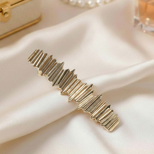 Barrette Minimaliste Vibration Dorée Style Accordéon