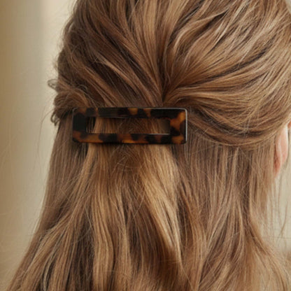 Pince Clip Rectangle Rétro Glossy Motif Écaille Marron