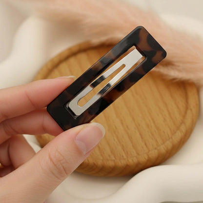 Pince Clip Rectangle Rétro Glossy Motif Écaille Marron