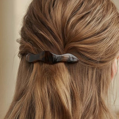 Barrette Clip Ondulée Style Parisien Écaille Ambre