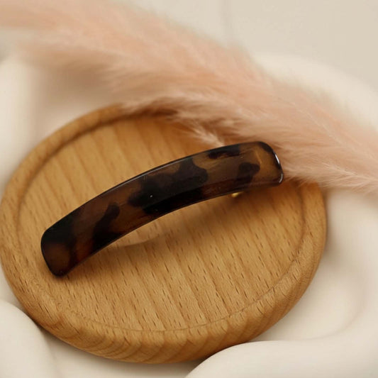 Barrette Clip Rectangulaire Aura Classique Écaille Ambre