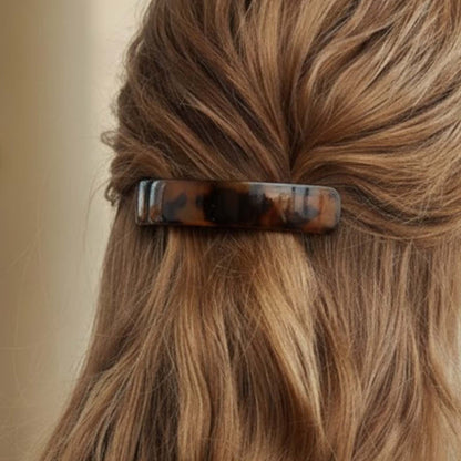 Barrette Clip Rectangulaire Aura Classique Écaille Ambre