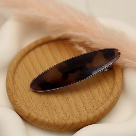 Barrette Clip Ovale Minimal Parisien Écaille Ambre
