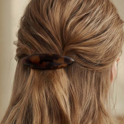 Barrette Clip Ovale Minimal Parisien Écaille Ambre