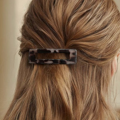 Pince Clip Rectangle Rétro Glossy Motif Écaille Teinté Gris