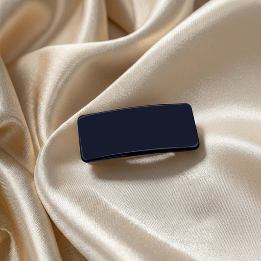 Barrette Clip Rectangle Glossy Navy Classique Bleu Marine
